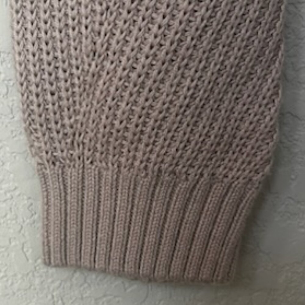 NWOT Divided Taupe Ribbed Crew Neck Zip Front Knitted Cardigan With Pockets - Picture 7 of 9